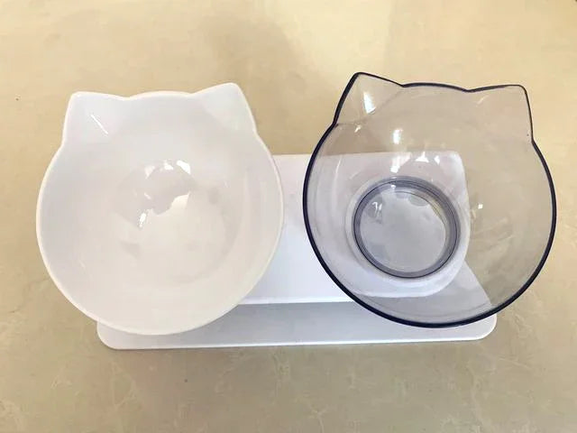 Double Cat Bowl  With Stand Pet Feeding Cat Water Bowl  For Dogs Feed