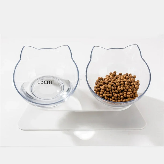 Double Cat Bowl  With Stand Pet Feeding Cat Water Bowl  For Dogs Feed