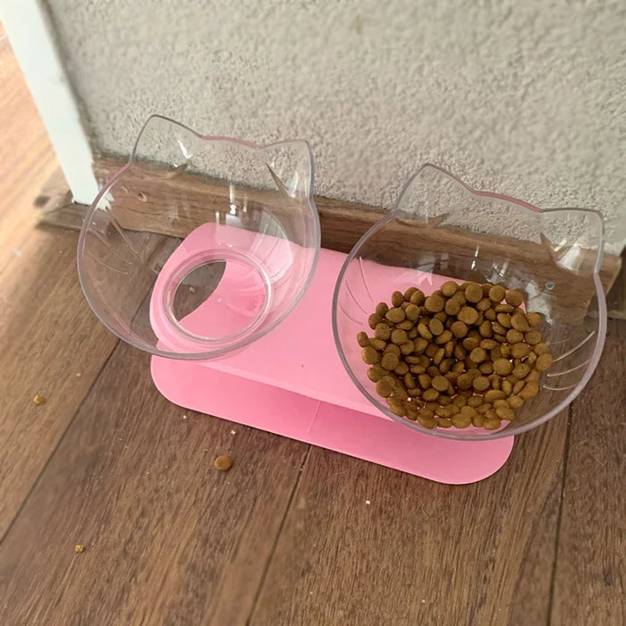 Double Cat Bowl  With Stand Pet Feeding Cat Water Bowl  For Dogs Feed