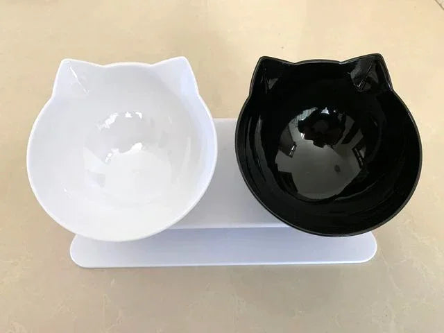 Double Cat Bowl  With Stand Pet Feeding Cat Water Bowl  For Dogs Feed