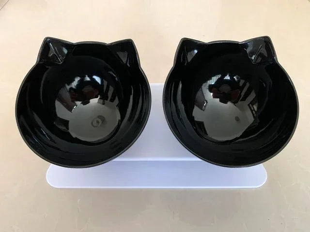 Double Cat Bowl  With Stand Pet Feeding Cat Water Bowl  For Dogs Feed