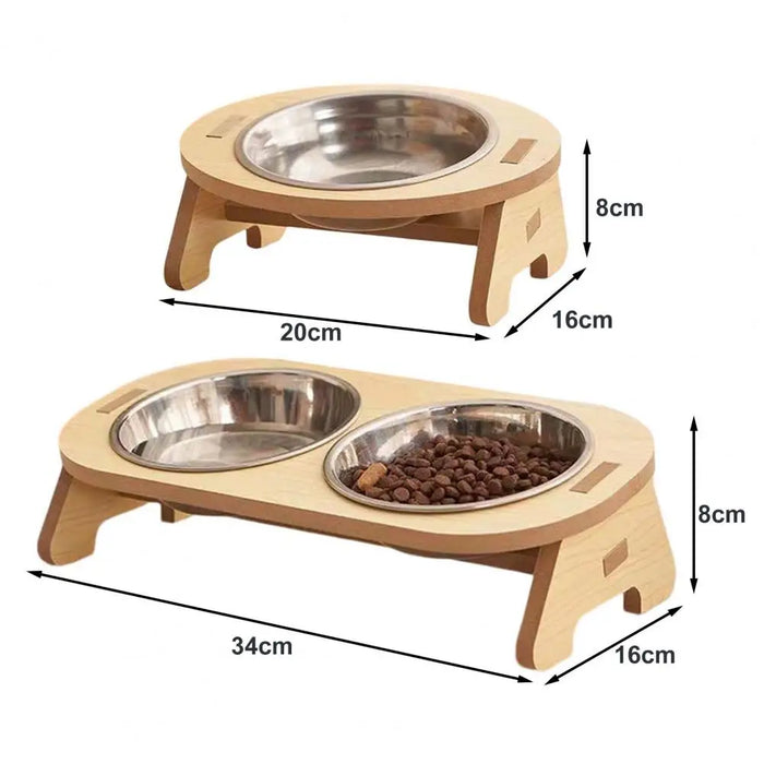 Tilted Single/Double Cat Stainless Steel Food Bowls