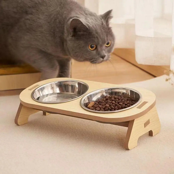 Tilted Single/Double Cat Stainless Steel Food Bowls