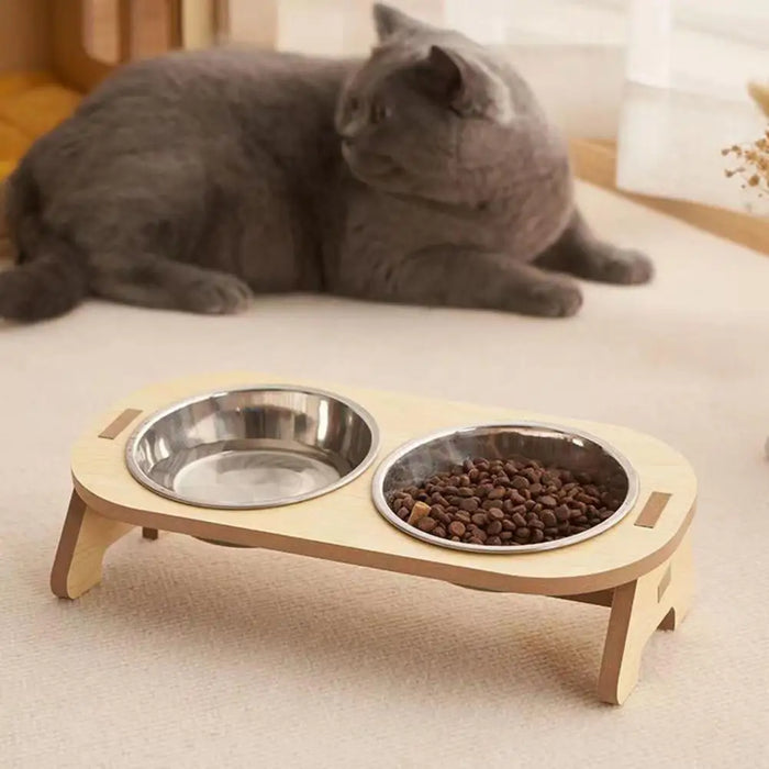 Tilted Single/Double Cat Stainless Steel Food Bowls